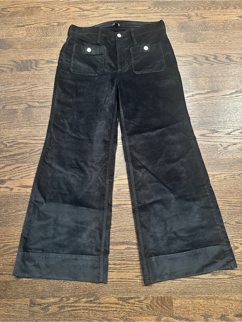 J. Crew Black Wide-Leg Velvet Sailor Trouser Pants
